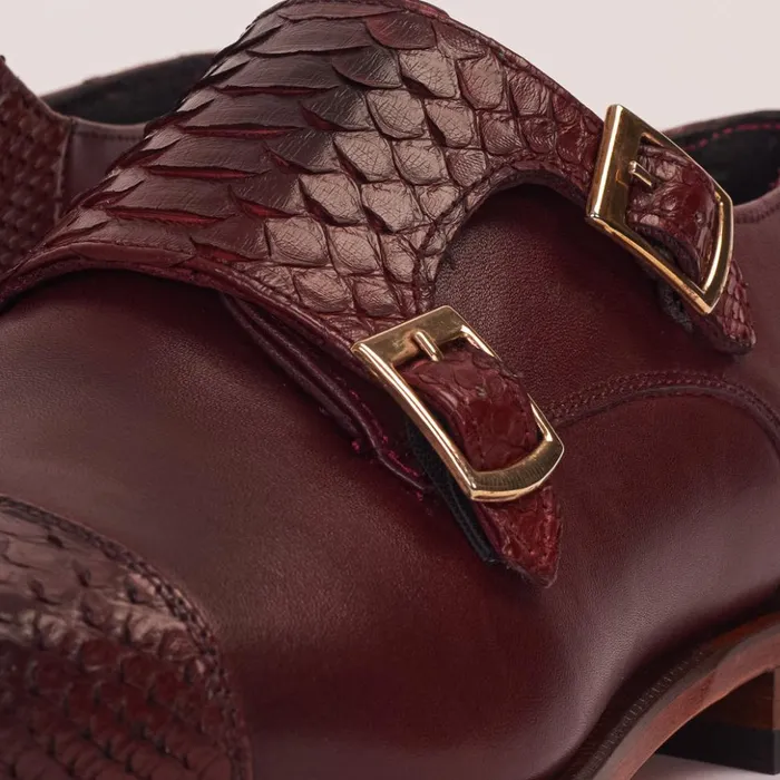 Vinci Leather Dress Shoes The Bishkek Burgundy Leather Cap Toe Double Monk Strap Shoe 8211 Men