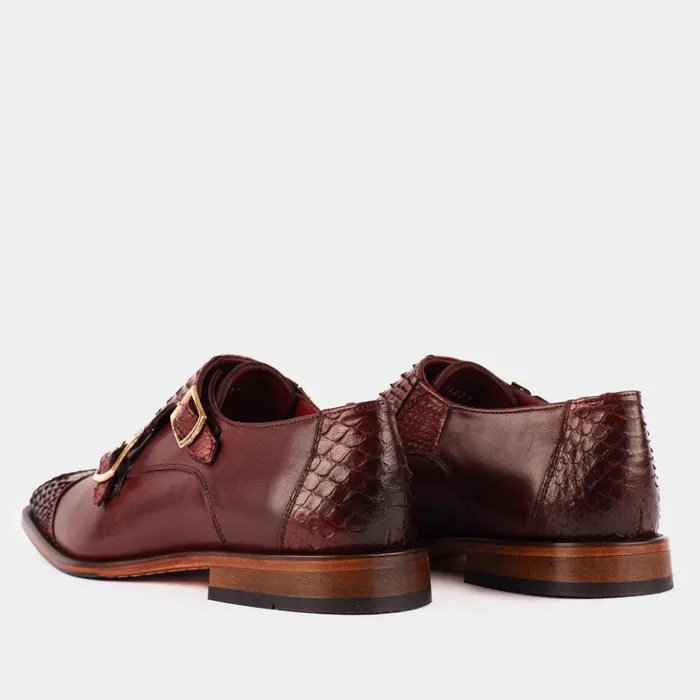 Vinci Leather Dress Shoes The Bishkek Burgundy Leather Cap Toe Double Monk Strap Shoe 8211 Men