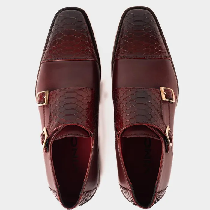 Vinci Leather Dress Shoes The Bishkek Burgundy Leather Cap Toe Double Monk Strap Shoe 8211 Men