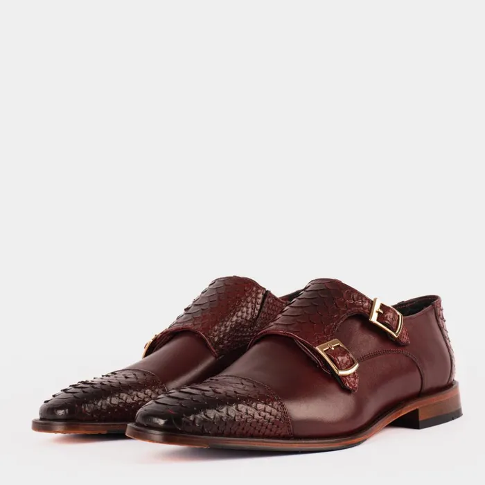 Vinci Leather Dress Shoes The Bishkek Burgundy Leather Cap Toe Double Monk Strap Shoe 8211 Men