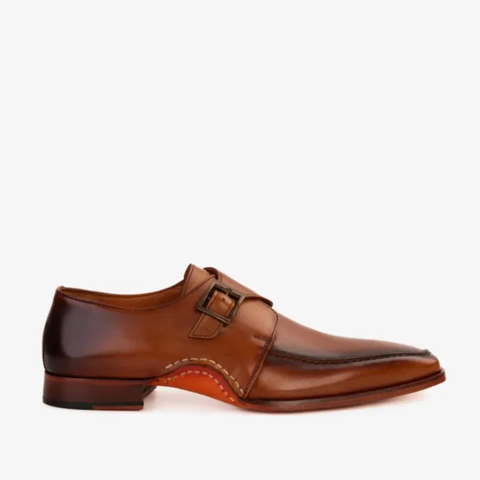 Vinci Leather Dress Shoes The Hagrid Tan Leather Single Monk Strap Handmade Shoe 8211 Men Vinci Leather Dress Shoes The Hagrid Tan Leather Single Monk Strap Handmade Shoe 8211 Men