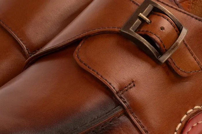 Vinci Leather Dress Shoes The Hagrid Tan Leather Single Monk Strap Handmade Shoe 8211 Men