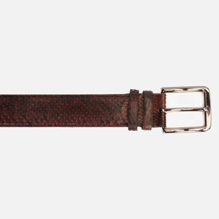 Vinci Leather Leather Belts The Boss Burgundy Python Sneak Leather Leather Belt 8211 Men