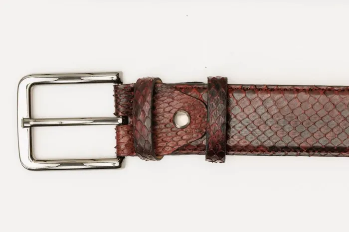 Vinci Leather Leather Belts The Boss Burgundy Python Sneak Leather Leather Belt 8211 Men
