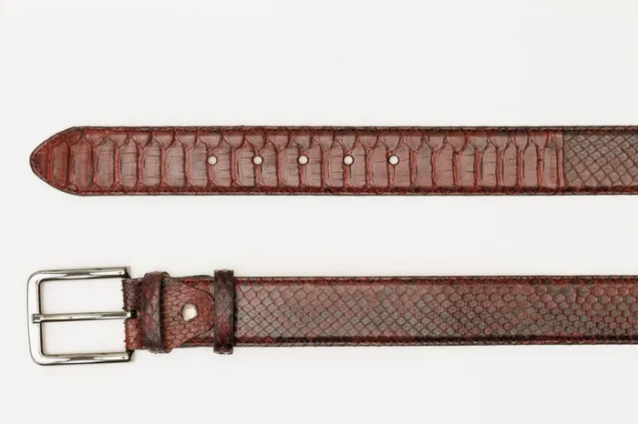 Vinci Leather Leather Belts The Boss Burgundy Python Sneak Leather Leather Belt 8211 Men