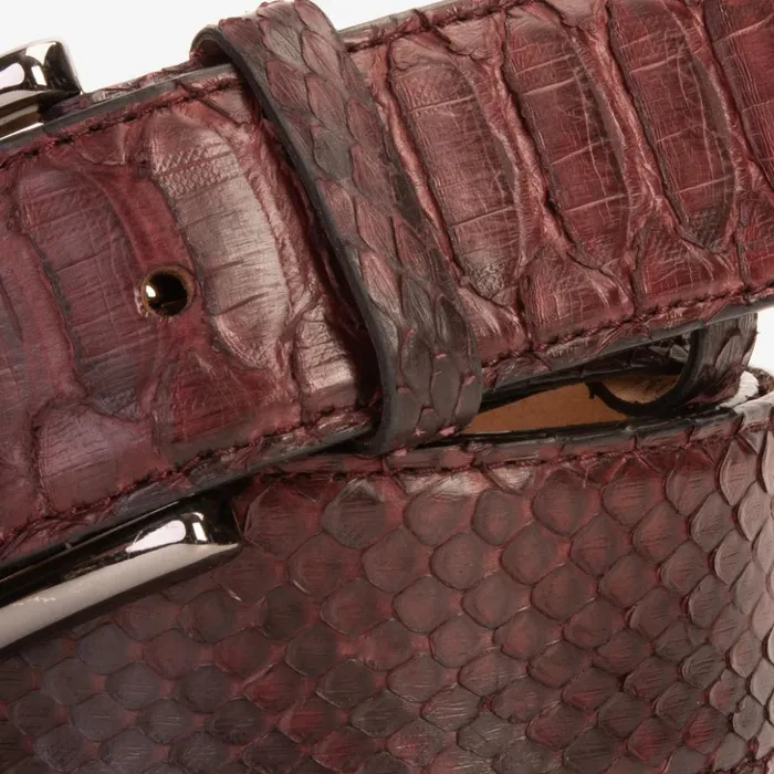 Vinci Leather Leather Belts The Boss Burgundy Python Sneak Leather Leather Belt 8211 Men