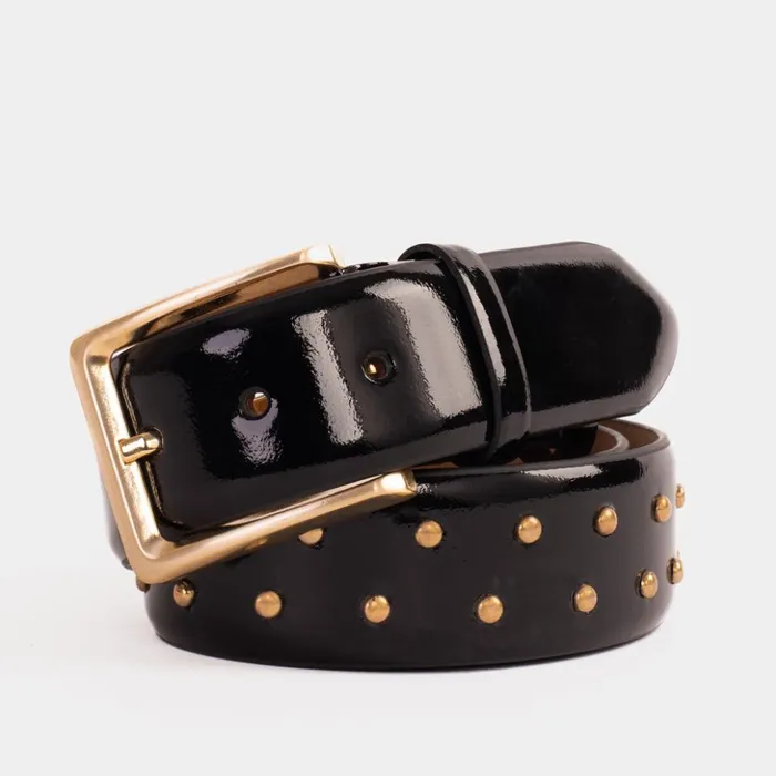 Vinci Leather Leather Belts The Jupiter Black Patent Spike Leather Belt 8211 Men Vinci Leather Leather Belts The Jupiter Black Patent Spike Leather Belt 8211 Men