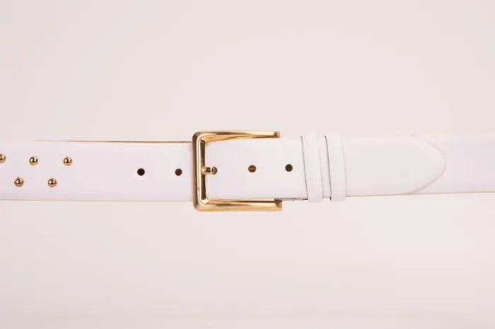Vinci Leather Leather Belts The Jupiter White Leather Spike Leather Belt 8211 Men