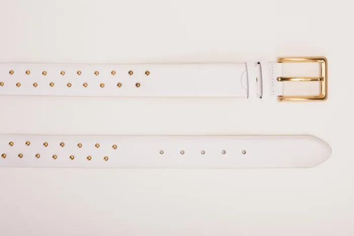 Vinci Leather Leather Belts The Jupiter White Leather Spike Leather Belt 8211 Men