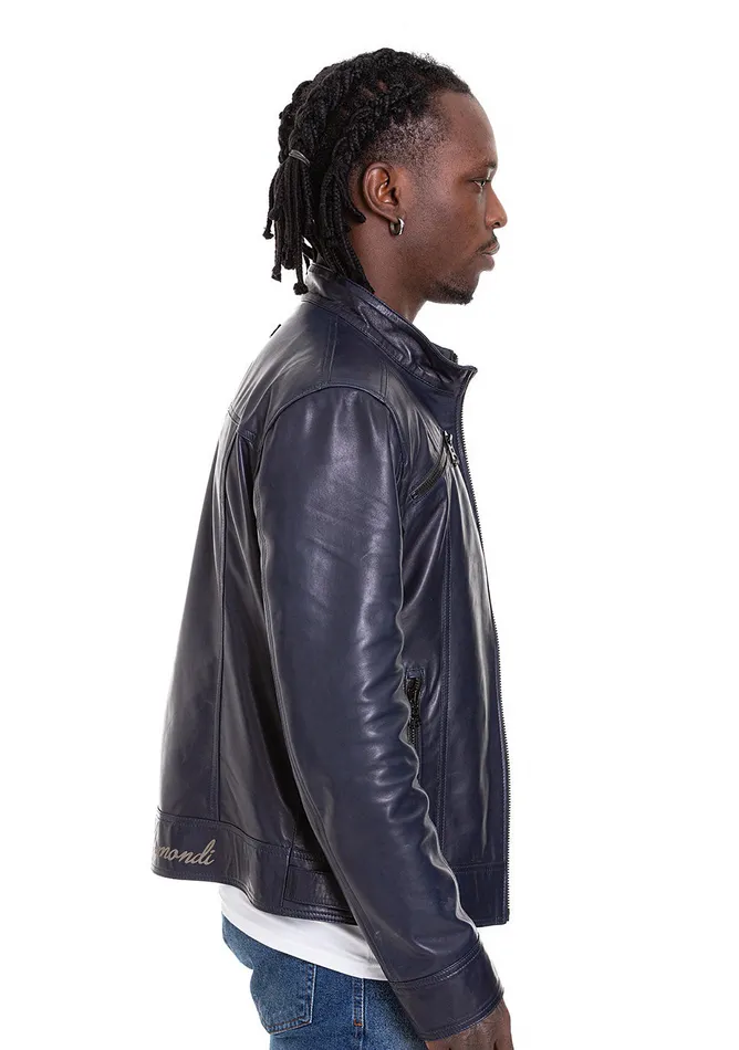 Vinci Leather Leather Jackets The Labanon Navy Blue Leather Jacket 8211 Men