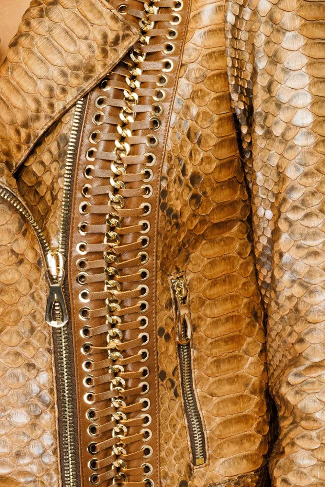 Vinci Leather Leather Jackets The Nayro Pythn Tan Leather Jacket 8211 Women