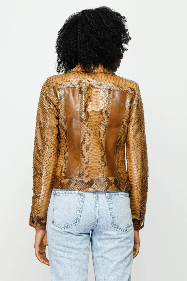 Vinci Leather Leather Jackets The Nayro Pythn Tan Leather Jacket 8211 Women