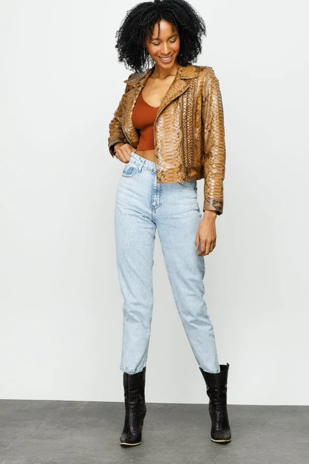 Vinci Leather Leather Jackets The Nayro Pythn Tan Leather Jacket 8211 Women