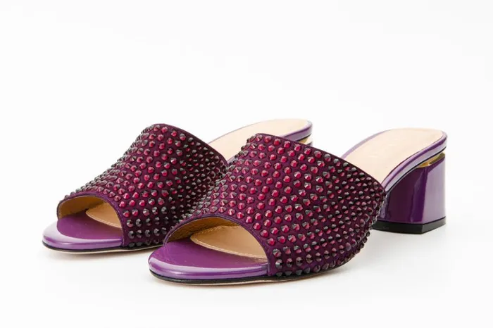Vinci Leather Sandals The Ailano Purple Glitter Leather Sandal 8211 Women