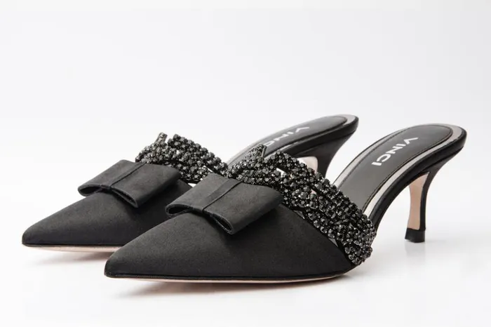 Vinci Leather Sandals The Volga Black Leather Kitten Heel Pointy Toe Sandal 8211 Women