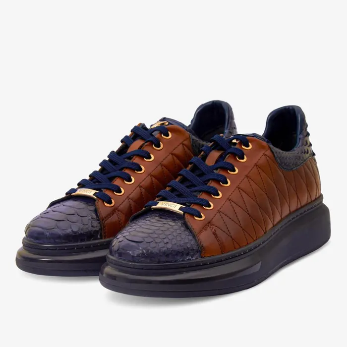 Vinci Leather Sneakers The Adler Pyht Snk Skin Tan and Navyc Sneaker 8211 Men