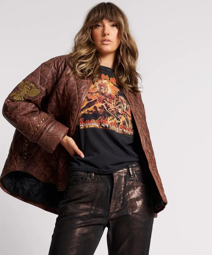 VINTAGE BROWN EAGLE EYE WADDED JACKET Women One Teaspoon Jackets