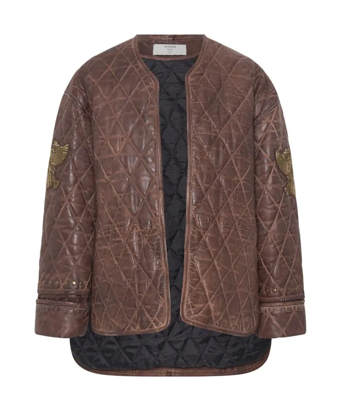VINTAGE BROWN EAGLE EYE WADDED JACKET Women One Teaspoon Jackets VINTAGE BROWN EAGLE EYE WADDED JACKET Women One Teaspoon Jackets