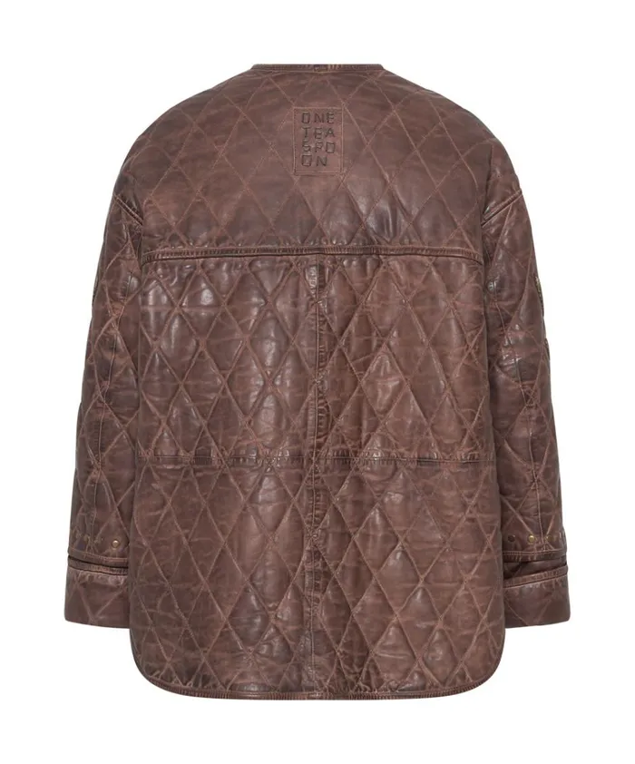 VINTAGE BROWN EAGLE EYE WADDED JACKET Women One Teaspoon Jackets VINTAGE BROWN EAGLE EYE WADDED JACKET Women One Teaspoon Jackets