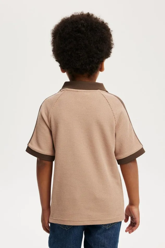 Walker Waffle Sport Polo Taupy Brownhot Choccy Boys Cotton On Tops and TShirts Walker Waffle Sport Polo Taupy Brownhot Choccy Boys Cotton On Tops and TShirts