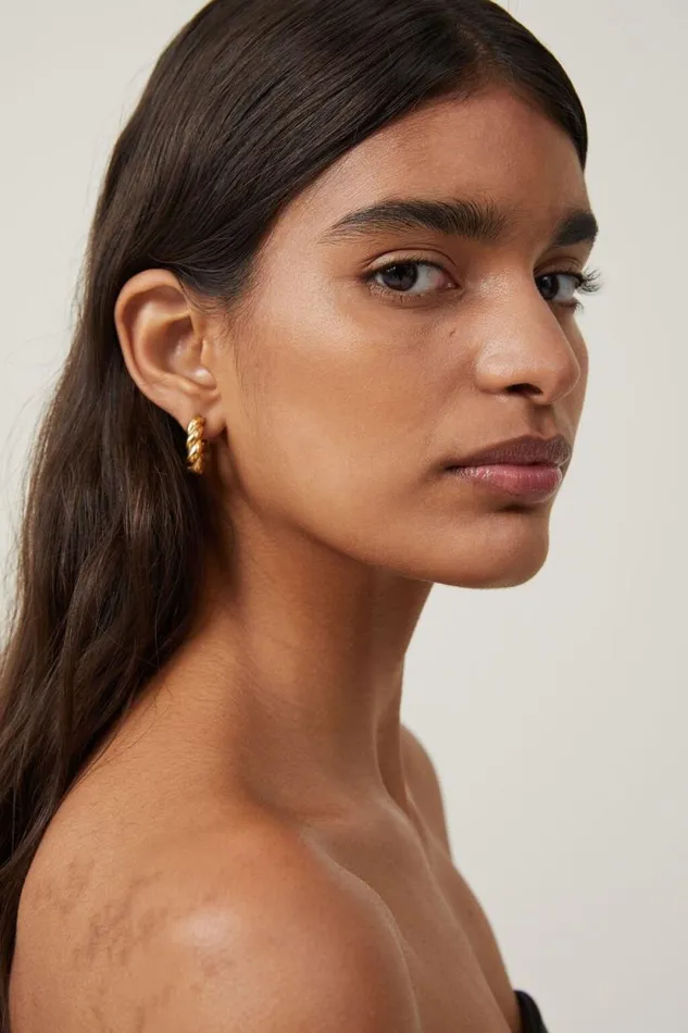 Waterproof Large Hoop Earring Gold Plated Twist Women Cotton On Jewelry