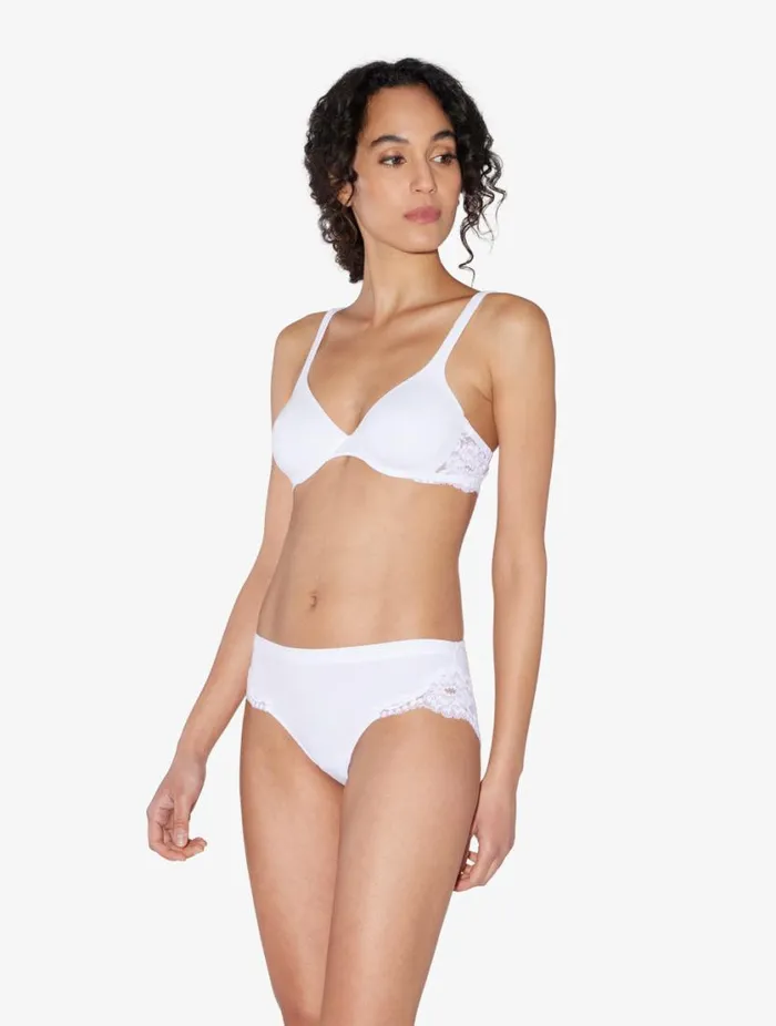 White Lace And Cotton Underwired Bra Lingerie La Perla Tshirt