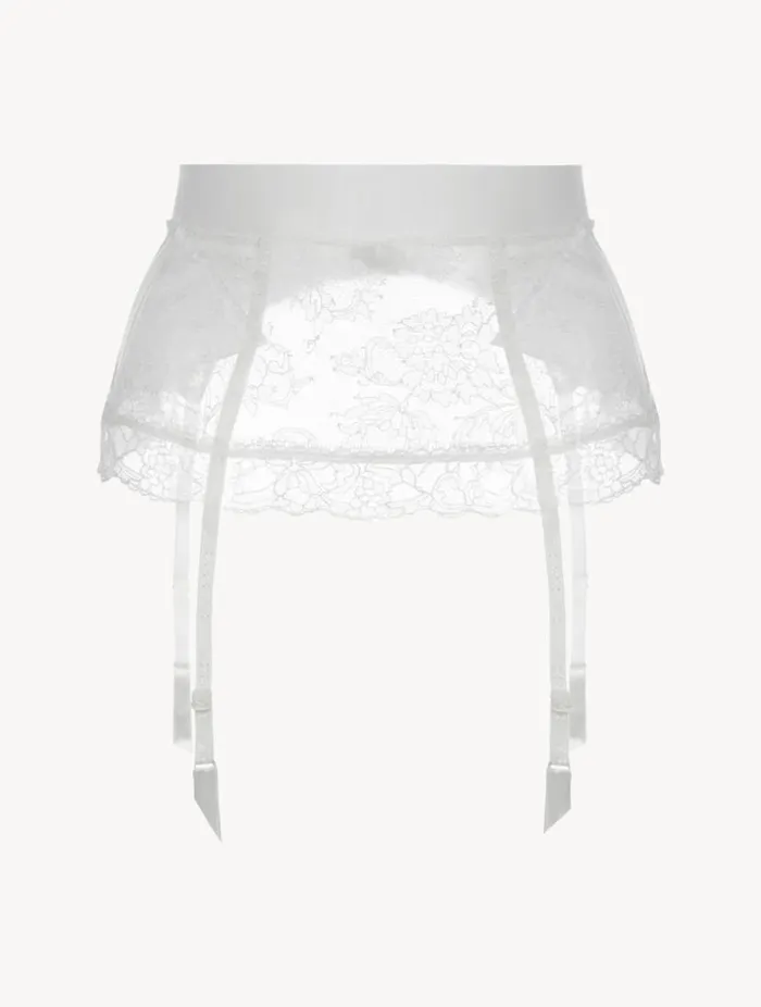 White Lycra Control Fit Suspender With Chantilly Lace Lingerie La Perla Shapewear White Lycra Control Fit Suspender With Chantilly Lace Lingerie La Perla Shapewear