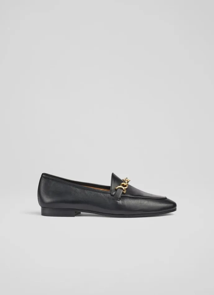 Women Adalynn Black Leather Snaffle Loafers Black LKBennett Flats