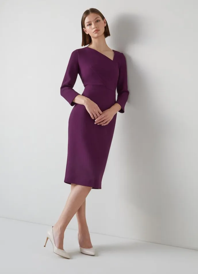 Women Alexis Purple Wool Crepe Shift Dress Purple LKBennett Dresses