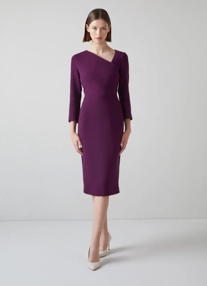 Women Alexis Purple Wool Crepe Shift Dress Purple LKBennett Dresses Women Alexis Purple Wool Crepe Shift Dress Purple LKBennett Dresses