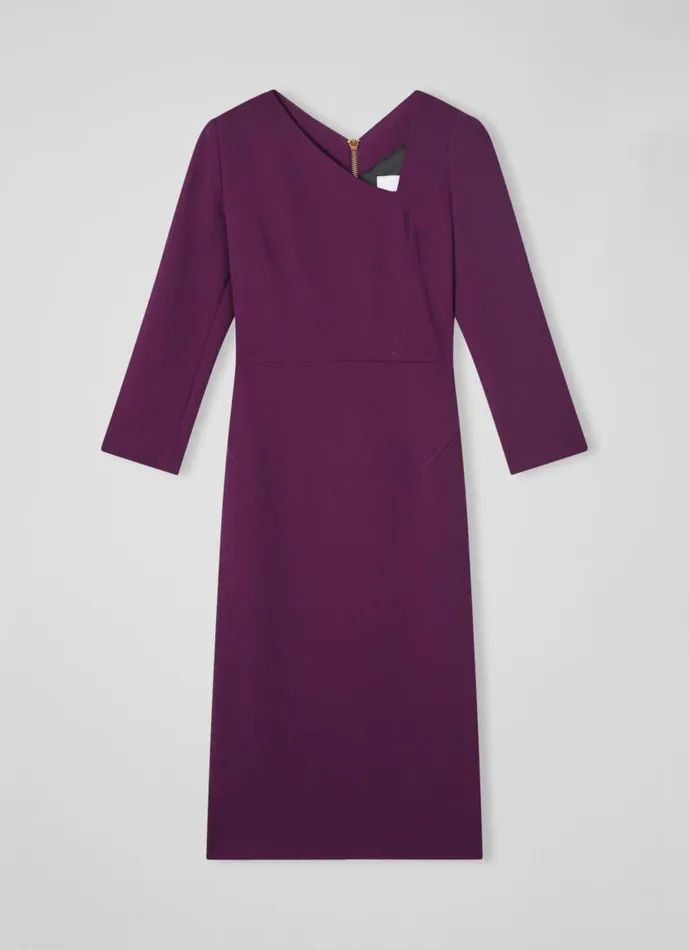 Women Alexis Purple Wool Crepe Shift Dress Purple LKBennett Dresses Women Alexis Purple Wool Crepe Shift Dress Purple LKBennett Dresses
