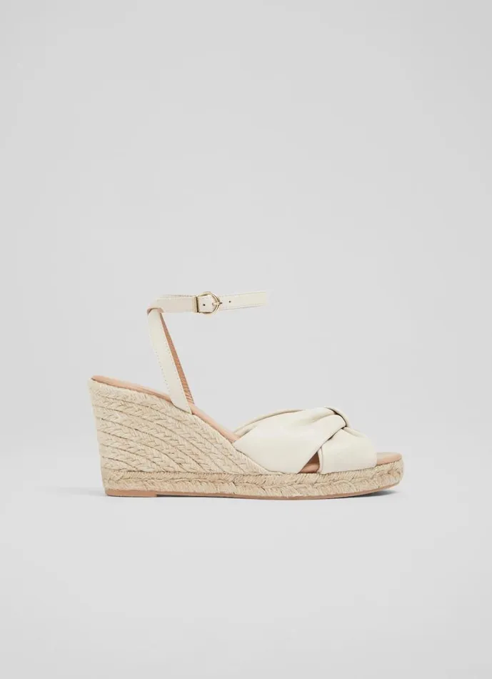 Women Angela Cream Leather Espadrille Sandals Cream LKBennett Sandals