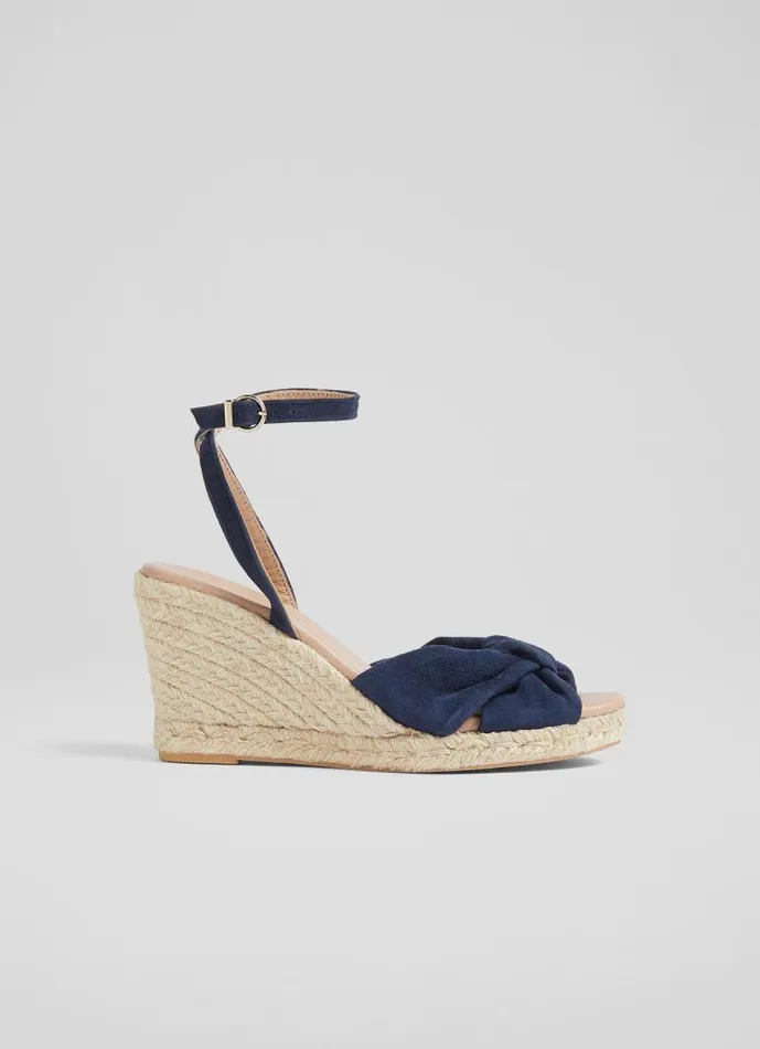 Women Angela Navy Suede Espadrille Sandals Navy LKBennett Sandals