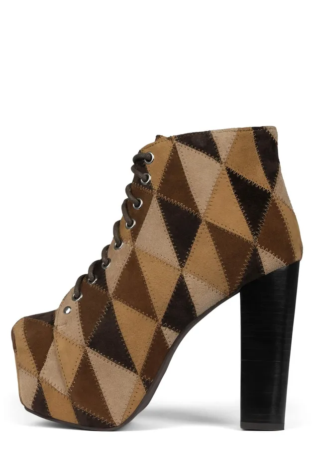 Women Ankle To Mid Jeffrey Campbell LITAPW Tan Suede Multi