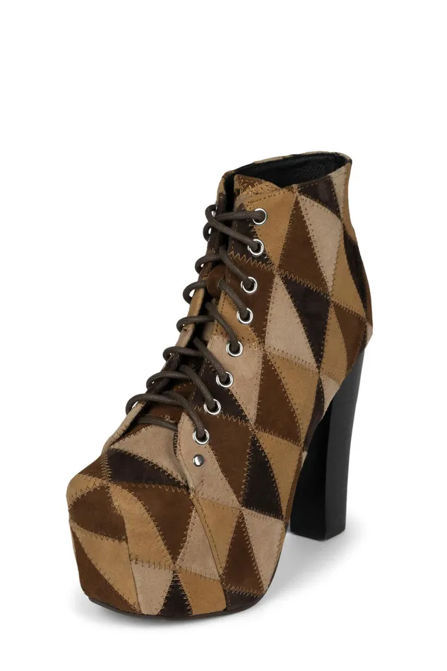 Women Ankle To Mid Jeffrey Campbell LITAPW Tan Suede Multi