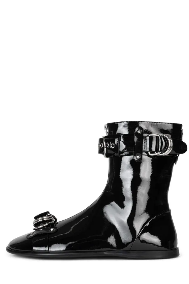 Women Ankle To Mid Jeffrey Campbell PRIZE Black Crinkle Patent