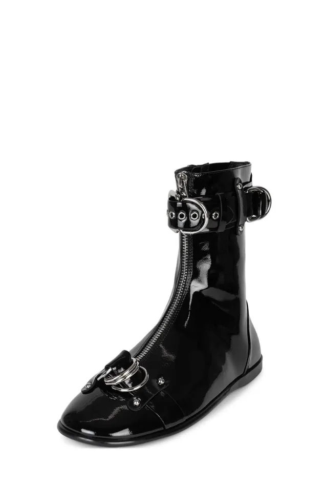 Women Ankle To Mid Jeffrey Campbell PRIZE Black Crinkle Patent