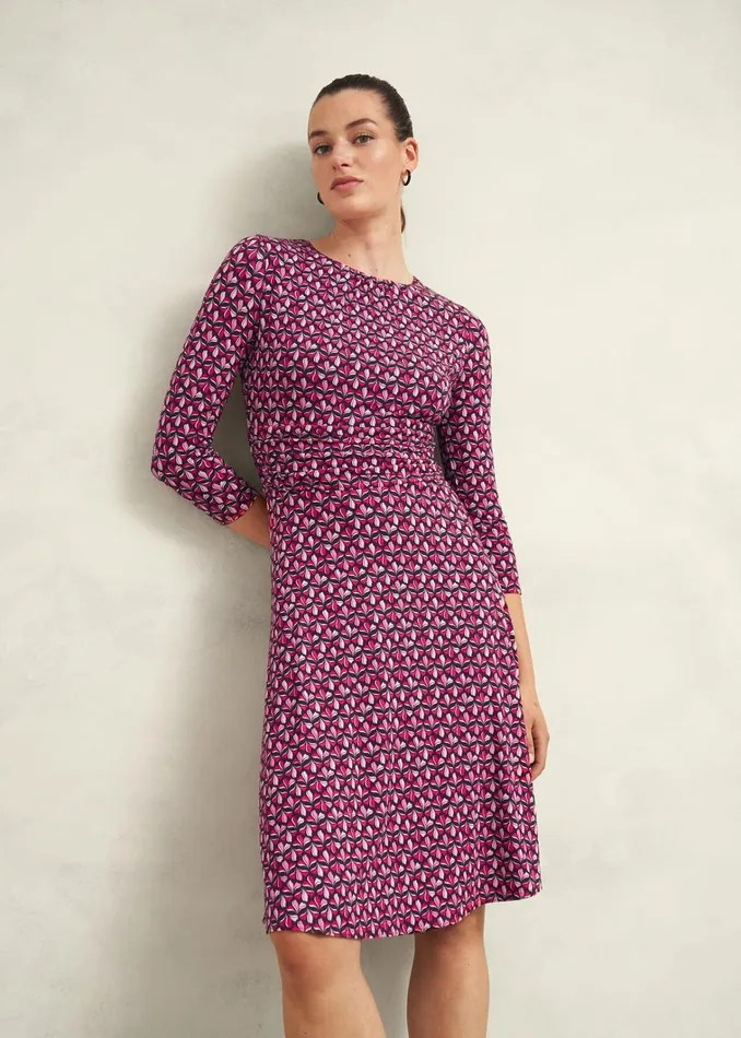 Women Bayview Jersey Dress Pink Multi Hobbs Dresses and Jumpsuits