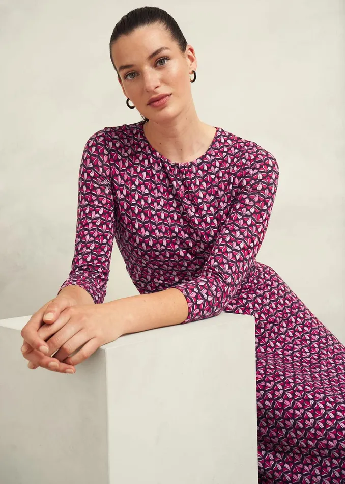 Women Bayview Jersey Dress Pink Multi Hobbs Dresses and Jumpsuits