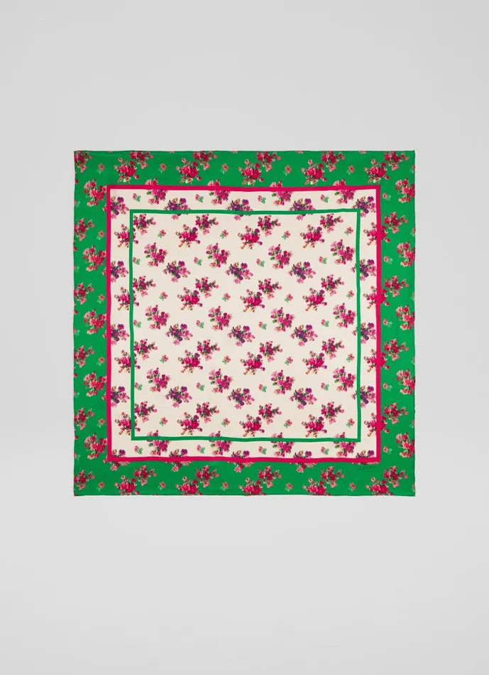 Women Bea Green And Cream Scribble Print Silk Scarf LKBennett Scarves and Wraps Women Bea Green And Cream Scribble Print Silk Scarf LKBennett Scarves and Wraps