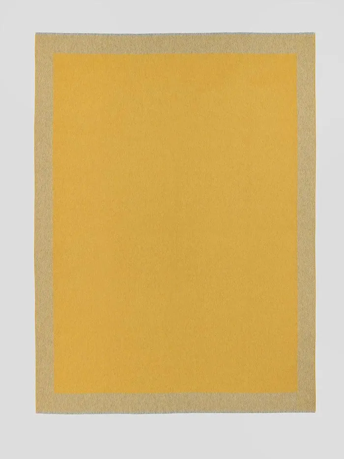 Women Begg X Co Arran Scarf Arran Border Cashmere Blanket Flannel Gold
