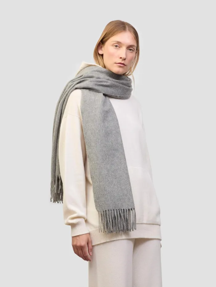Women Begg X Co Arran Scarf Arran Solid Cashmere Stole Flannel Grey