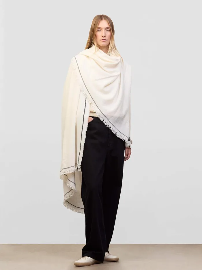 Women Begg X Co Loungewear Washed Kos Thorens Cashmere Linen Stole White
