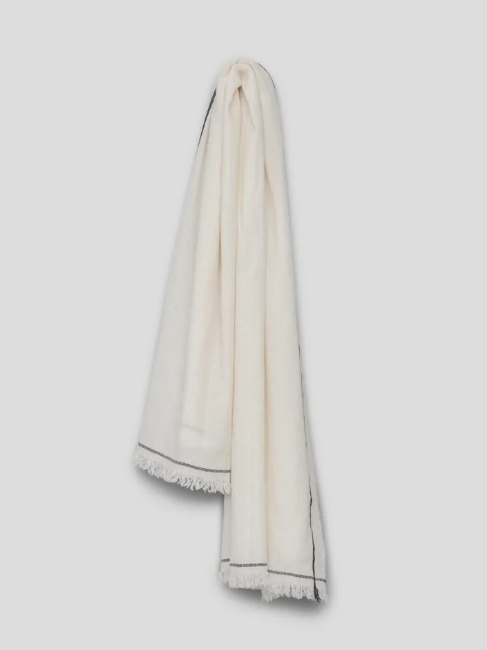 Women Begg X Co Loungewear Washed Kos Thorens Cashmere Linen Stole White