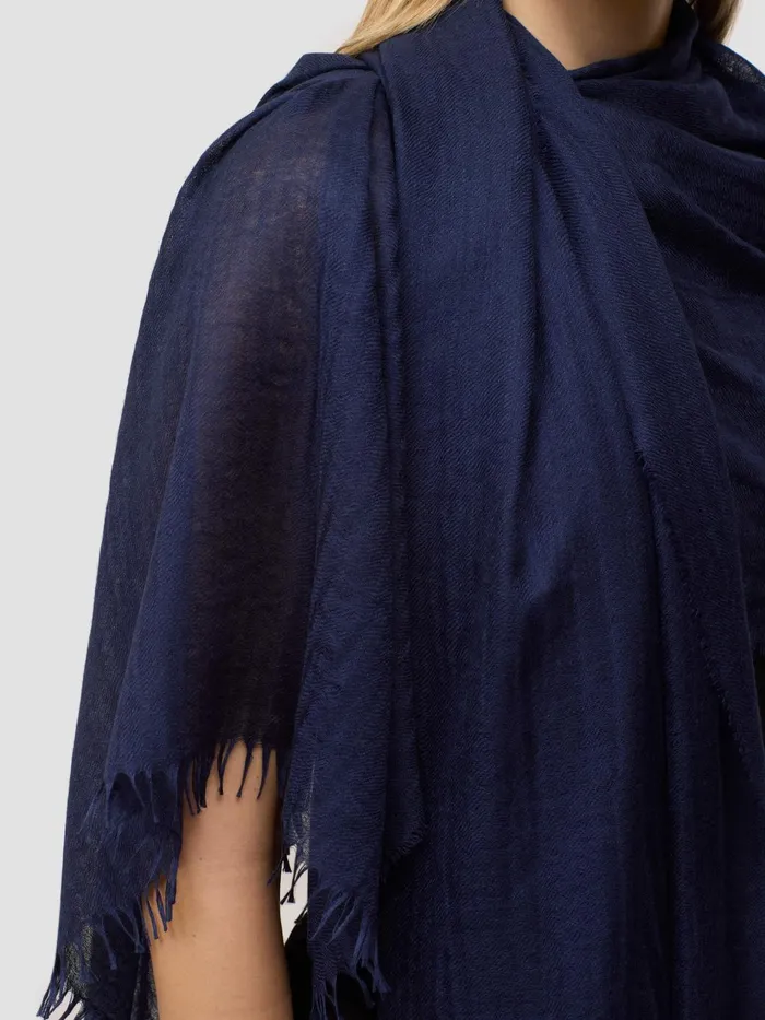 Women Begg X Co Scarves Staffa Solid Cashmere Silk Scarf Navy