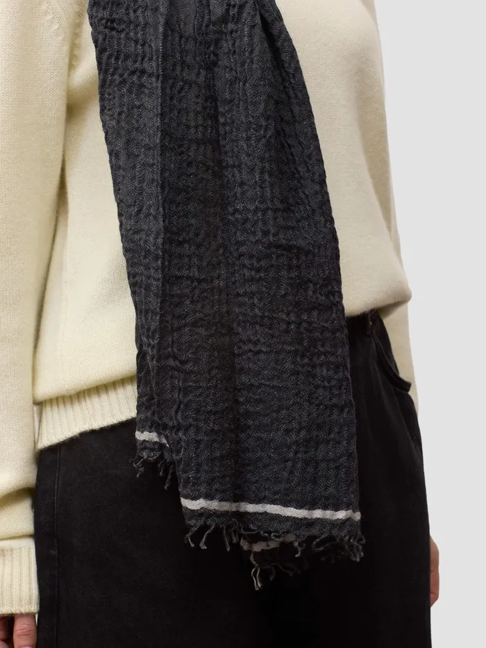 Women Begg X Co Scarves Washed Staffa Cadell Cashmere Silk Scarf Navy White