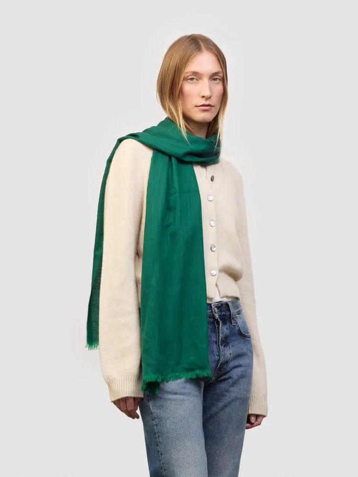 Women Begg X Co Scarves Wispy Solid Superfine Cashmere Scarf Bottle Green