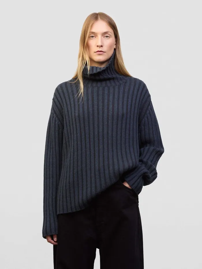 Women Begg X Co Sweaters Cawdor Roll Collar Cashmere Sweater Mazarine Astrakhan