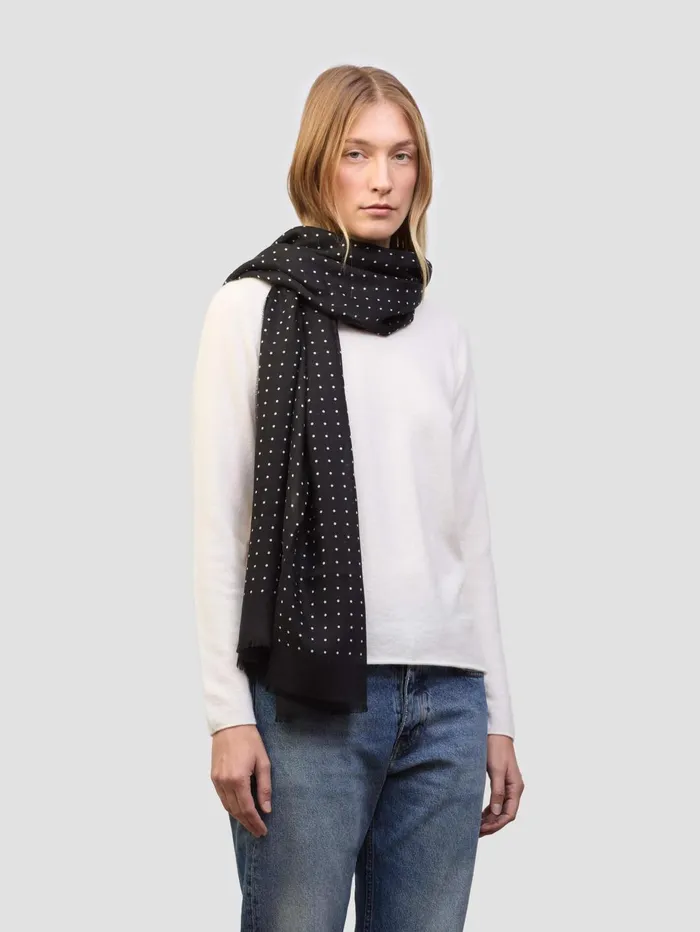 Women Begg X Co Wispy Scarf Wispy Hanover Superfine Cashmere Scarf Black White
