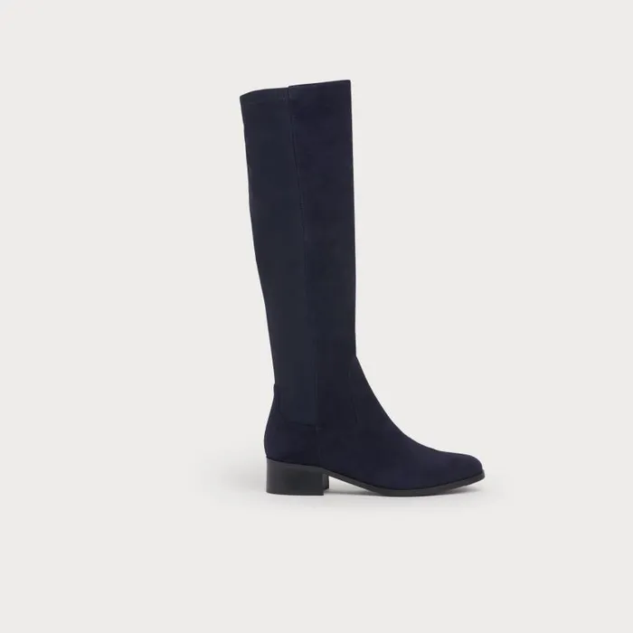 Women Bella Navy Suede and Elastic Knee Boots Navy LKBennett Boots